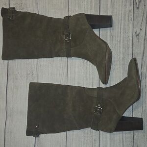 Coach Women's Beverly Suede Heeled Boots Green Size 10